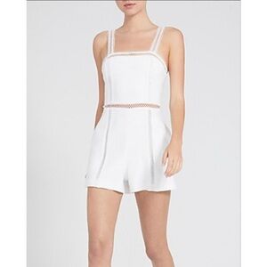 Alice + Olivia Glenda Crochet Trim Square Neck Romper